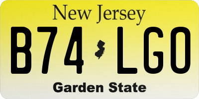 NJ license plate B74LGO
