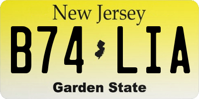 NJ license plate B74LIA