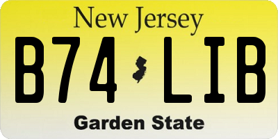 NJ license plate B74LIB