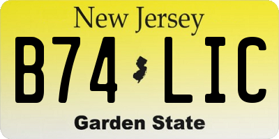 NJ license plate B74LIC