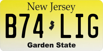 NJ license plate B74LIG