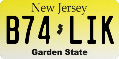 NJ license plate B74LIK