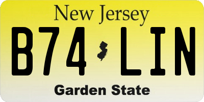 NJ license plate B74LIN