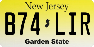 NJ license plate B74LIR