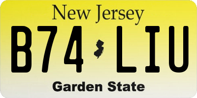 NJ license plate B74LIU