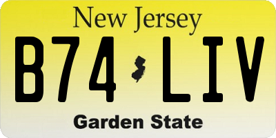 NJ license plate B74LIV
