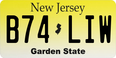 NJ license plate B74LIW