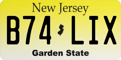 NJ license plate B74LIX