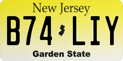 NJ license plate B74LIY
