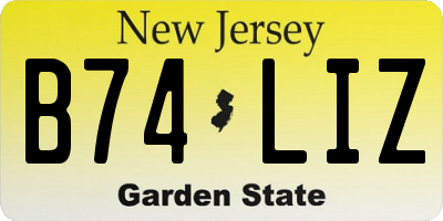 NJ license plate B74LIZ