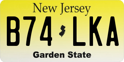 NJ license plate B74LKA