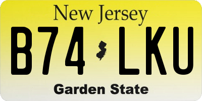 NJ license plate B74LKU