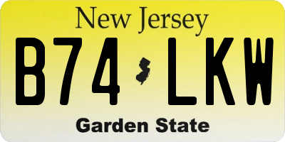 NJ license plate B74LKW