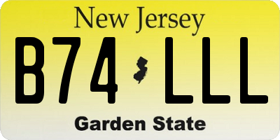 NJ license plate B74LLL
