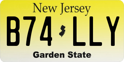 NJ license plate B74LLY