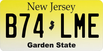 NJ license plate B74LME