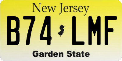 NJ license plate B74LMF