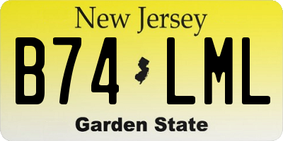 NJ license plate B74LML