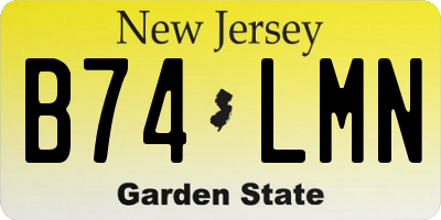 NJ license plate B74LMN