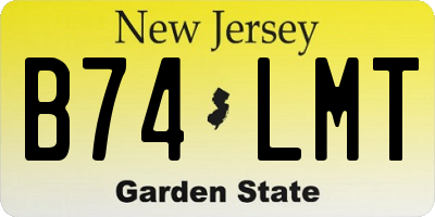 NJ license plate B74LMT