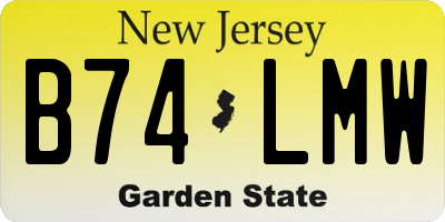 NJ license plate B74LMW