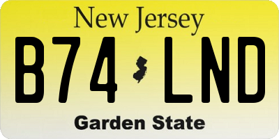NJ license plate B74LND