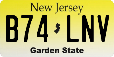 NJ license plate B74LNV