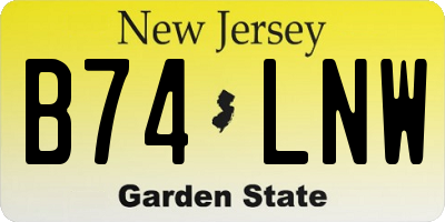 NJ license plate B74LNW