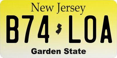 NJ license plate B74LOA