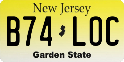 NJ license plate B74LOC