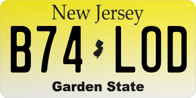 NJ license plate B74LOD