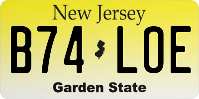 NJ license plate B74LOE