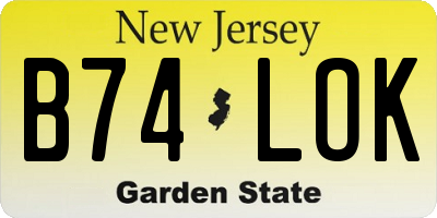 NJ license plate B74LOK