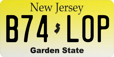 NJ license plate B74LOP