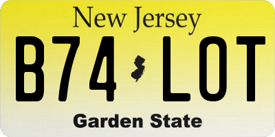 NJ license plate B74LOT