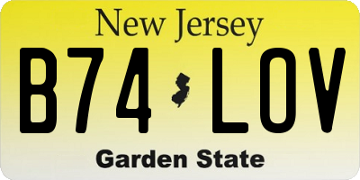 NJ license plate B74LOV