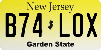 NJ license plate B74LOX