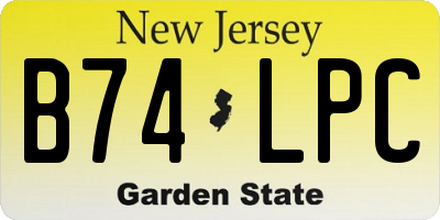 NJ license plate B74LPC
