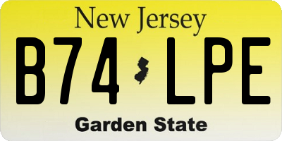 NJ license plate B74LPE