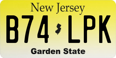 NJ license plate B74LPK