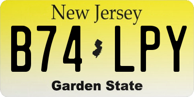 NJ license plate B74LPY