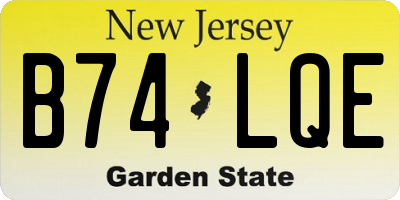 NJ license plate B74LQE