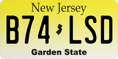 NJ license plate B74LSD