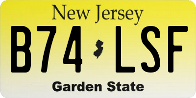 NJ license plate B74LSF