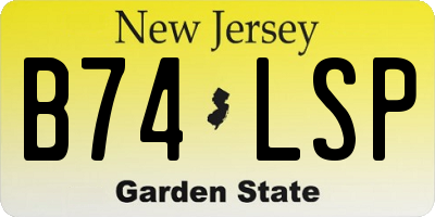 NJ license plate B74LSP