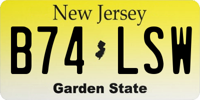 NJ license plate B74LSW