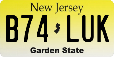 NJ license plate B74LUK