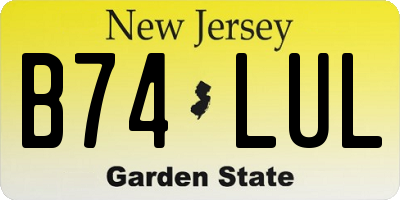 NJ license plate B74LUL