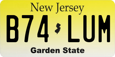 NJ license plate B74LUM