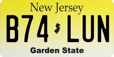 NJ license plate B74LUN